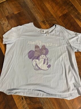 Disney Light Blue Tee with Purple Minnie Mouse Graphic